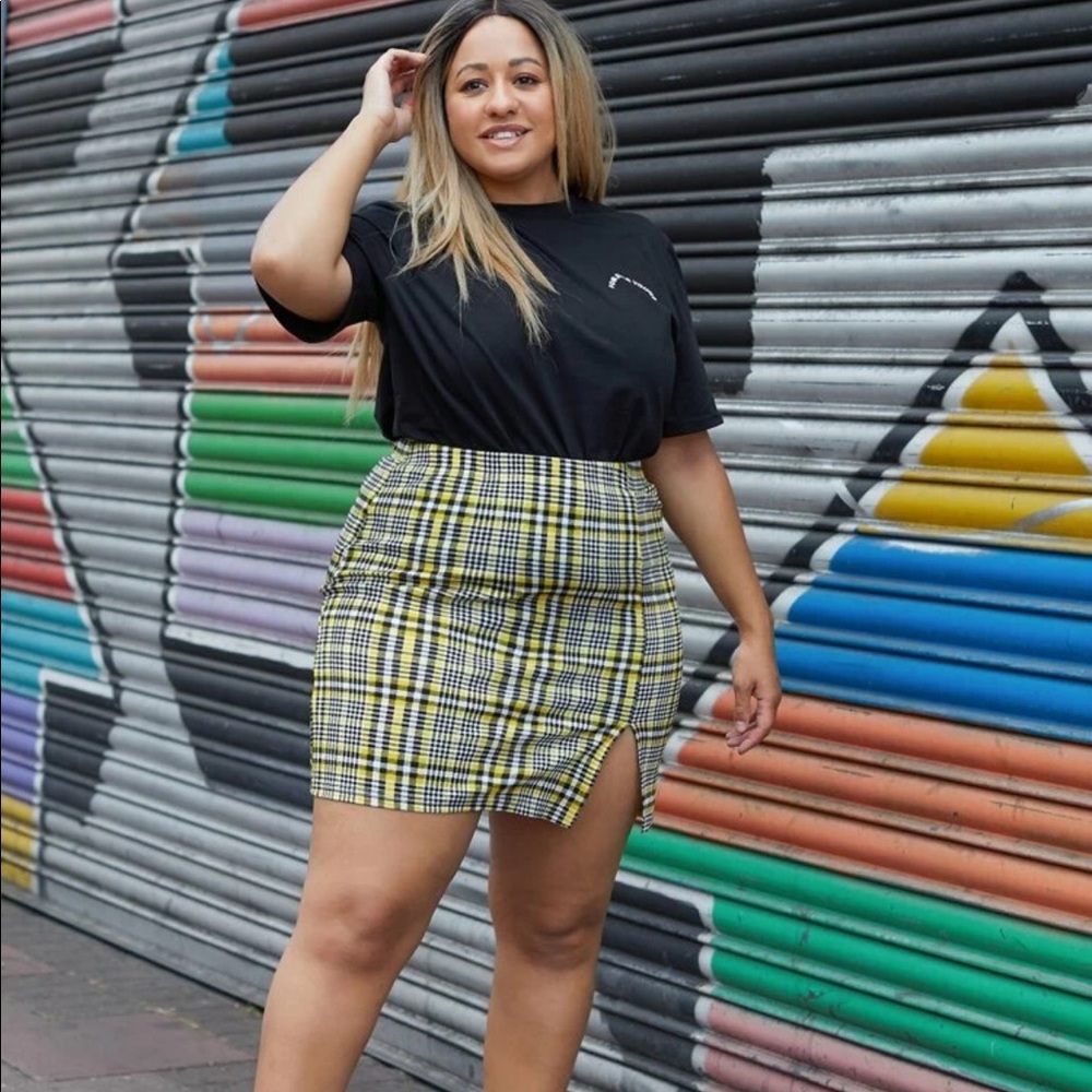 Split Hem Tartan Skirt